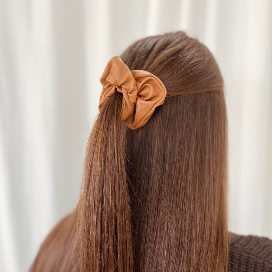 Hair Accessories CreatiVal | Mocha Vegan Leather Cabbage