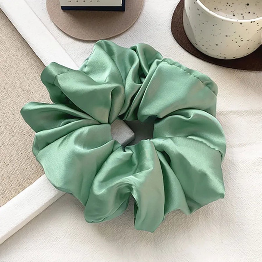 Hair Accessories CreatiVal | Jade Green Satin Oversize Cabbage