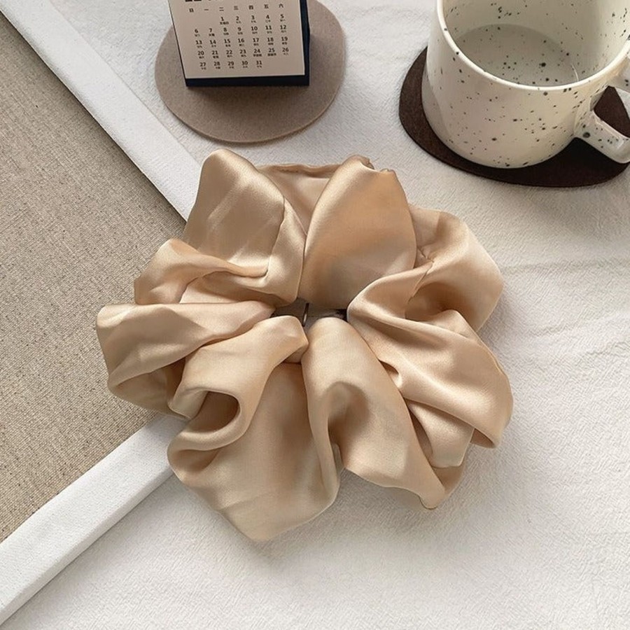 Hair Accessories CreatiVal | Champagne Oversize Satin Cabbage