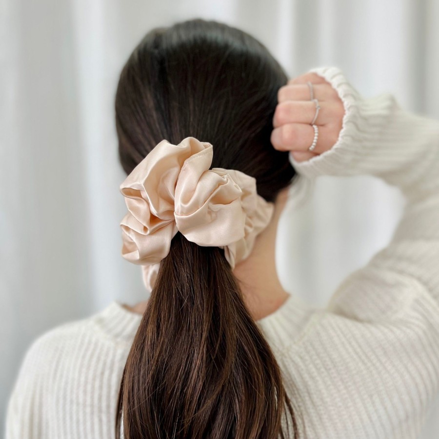 Hair Accessories CreatiVal | Champagne Oversize Satin Cabbage