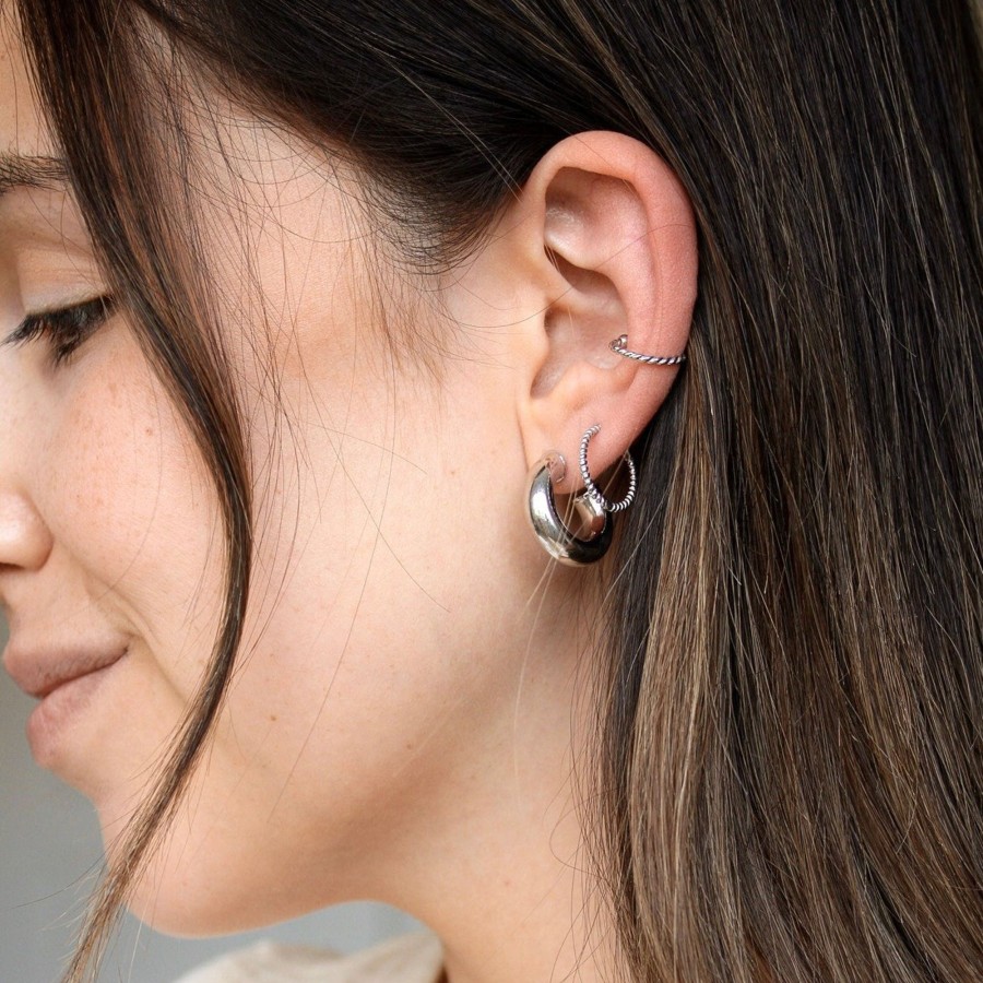 Earrings CreatiVal | Silver Twist - Ear Cuff