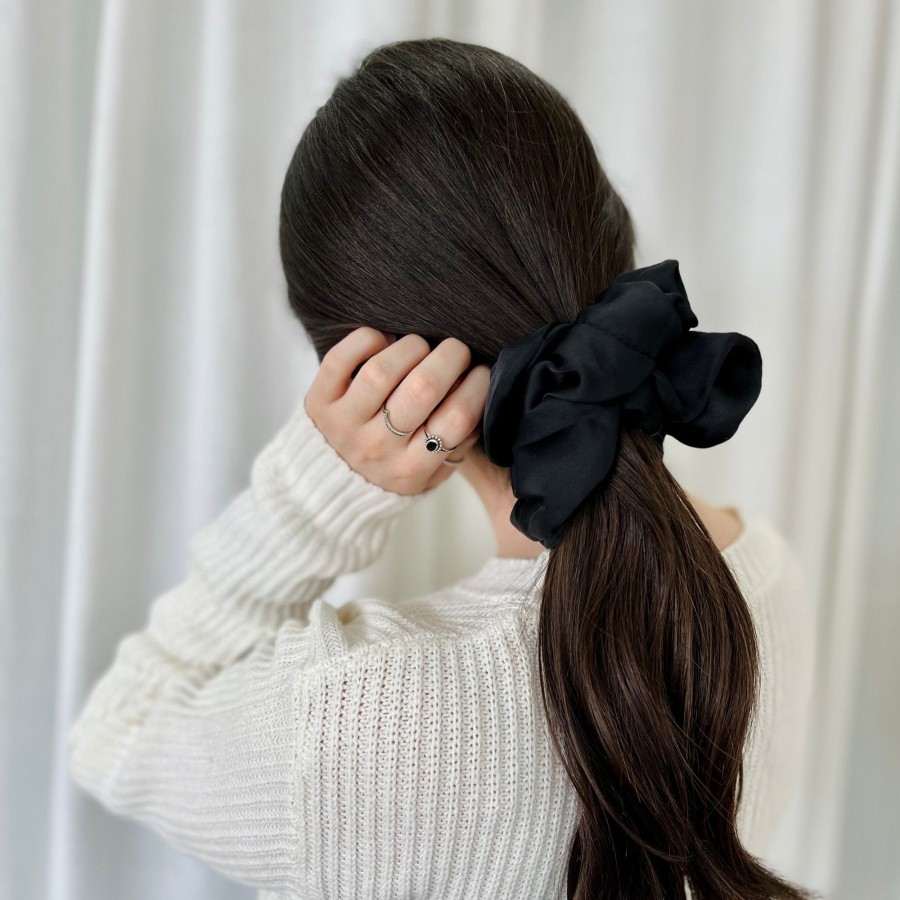 Hair Accessories CreatiVal | Black Satin Oversize Cabbage