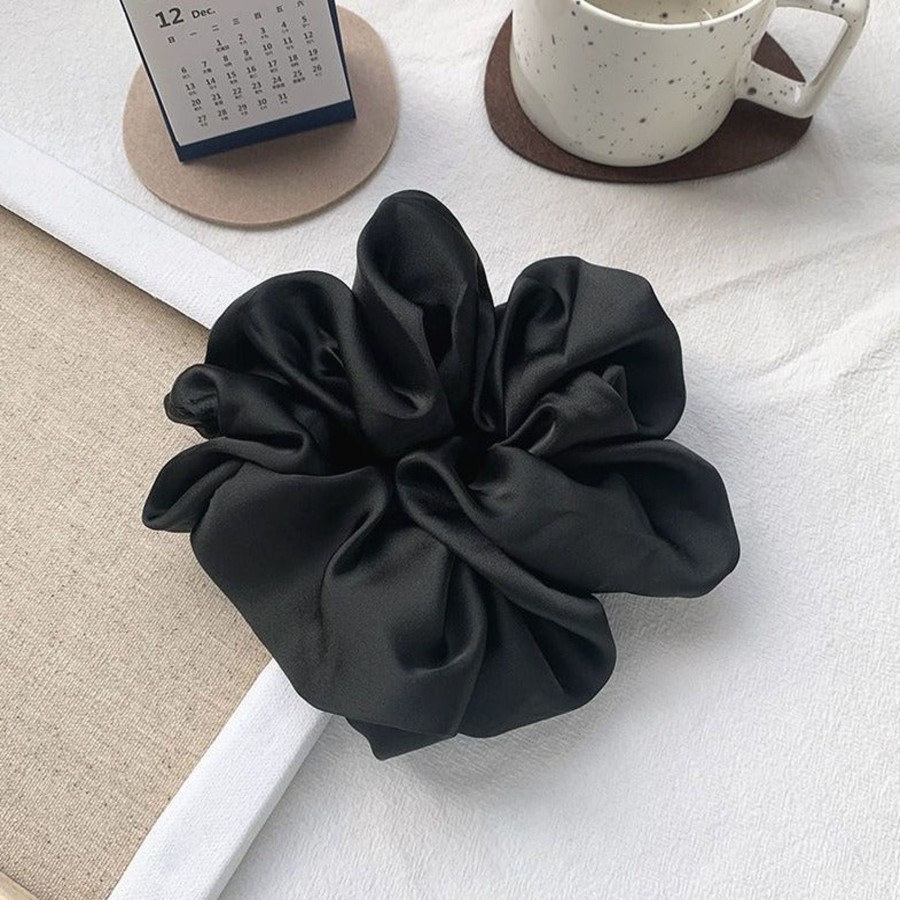 Hair Accessories CreatiVal | Black Satin Oversize Cabbage