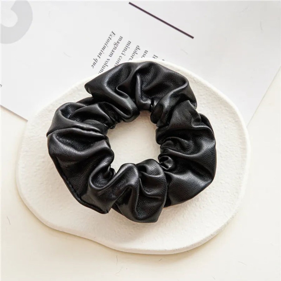 Hair Accessories CreatiVal | Black Vegan Leather Cabbage