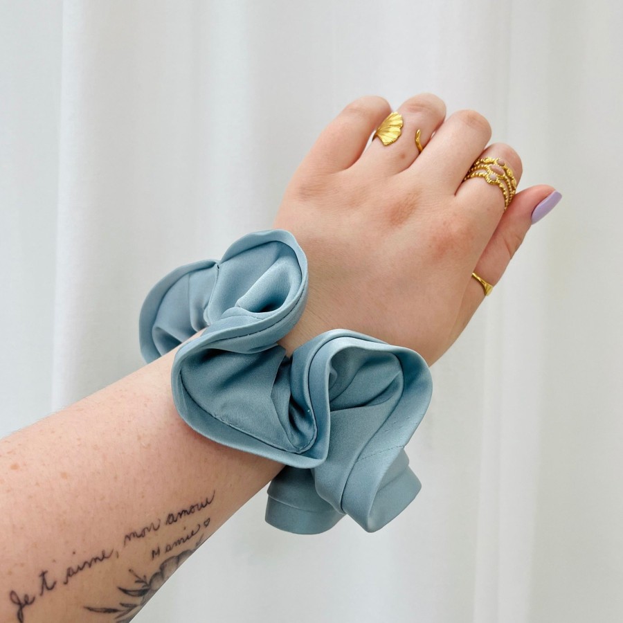 Hair Accessories CreatiVal | Sky Blue Maxi Satin Cabbage