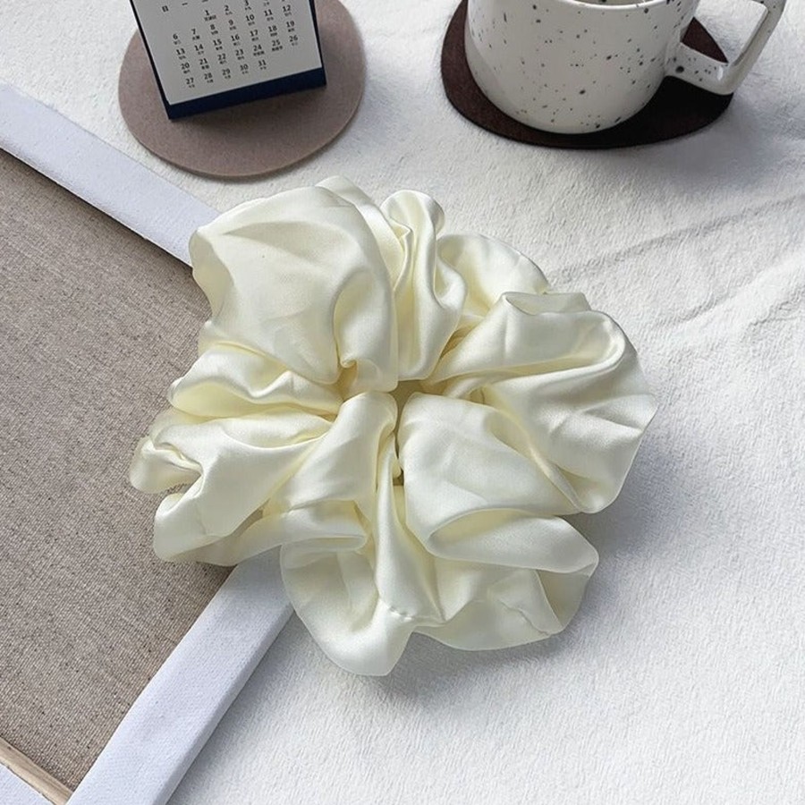 Hair Accessories CreatiVal | Ivory Satin Oversized Cabbage